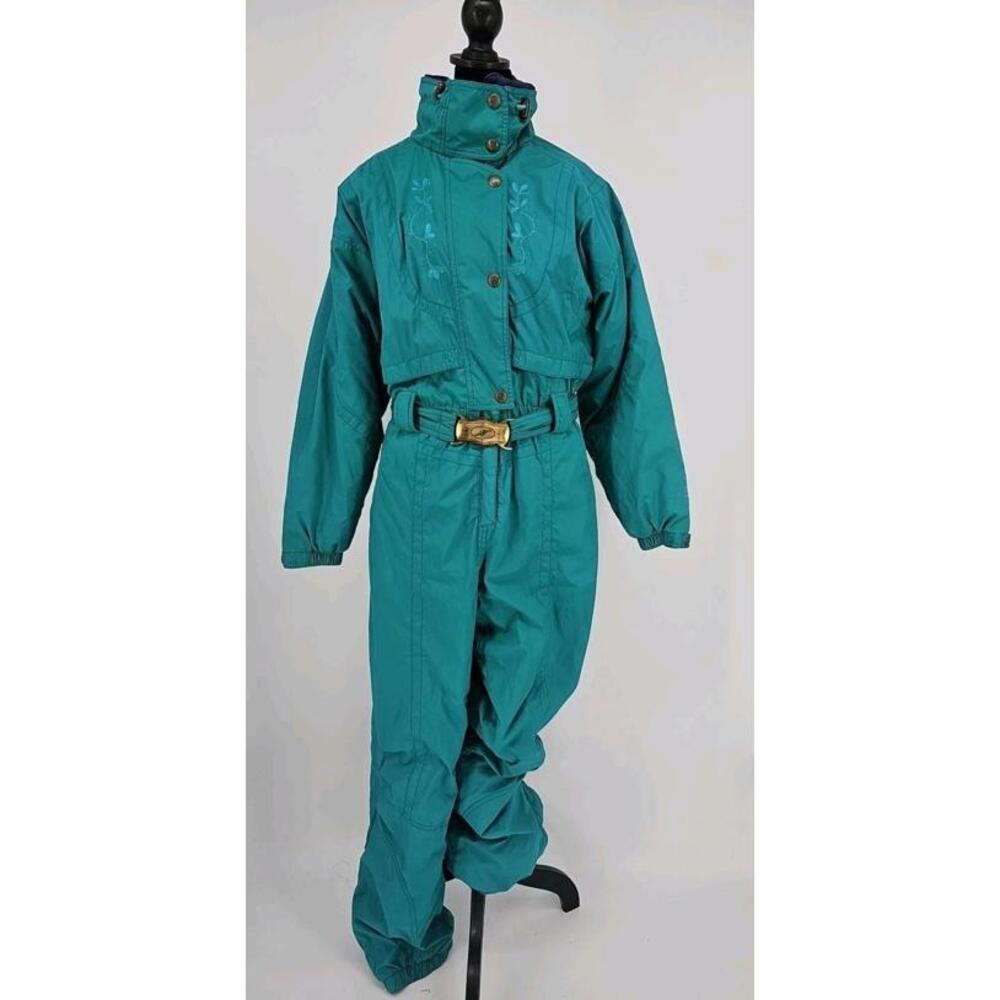 Vintage Nordica‎ Women's Ski Suit 12 Retro 90s Colourblock One Piece Green